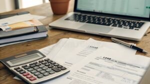 Come Calcolare l'IMU da Pagare: Guida Pratica e Semplice 6 calcolatrice e moduli fiscali su scrivania