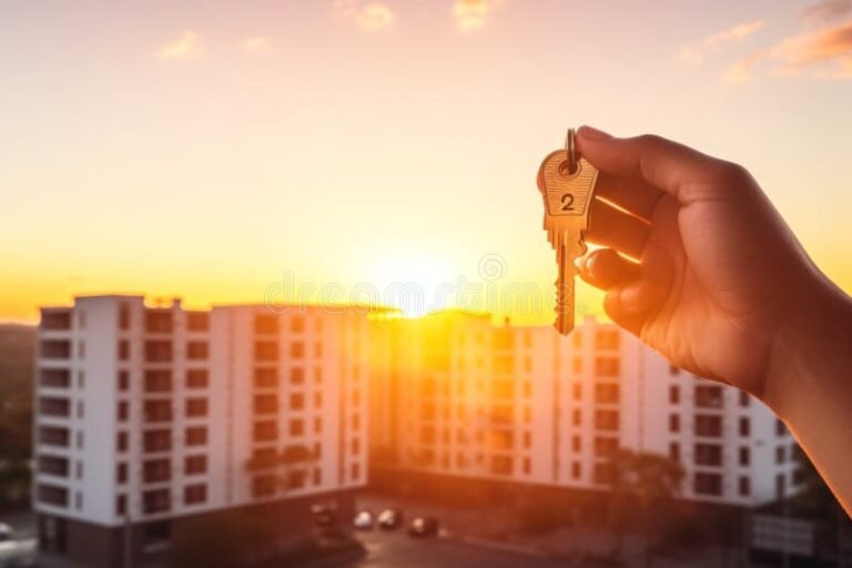 chiavi di casa con sfondo milano skyline