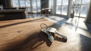 chiavi di casa su tavolo rustico