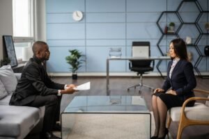 colloquio di lavoro in ufficio moderno