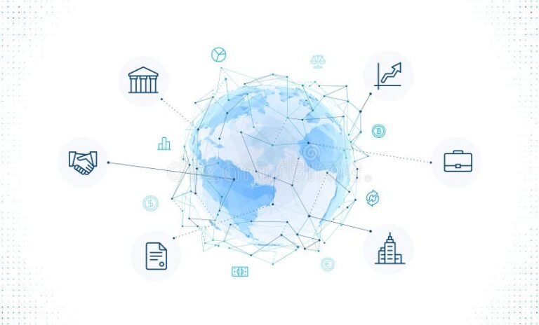 globo terrestre con icone di finanza globali