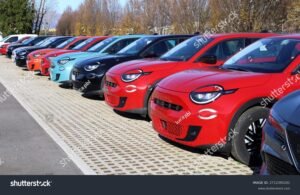 linea completa di auto fiat parcheggiate allaperto