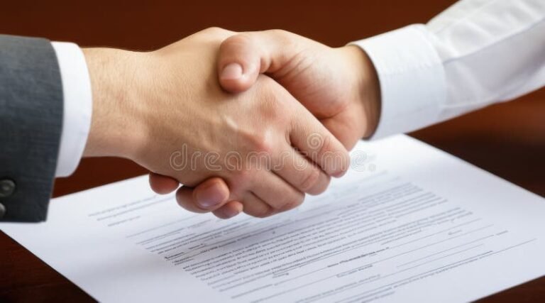 mani che si stringono in un accordo legale