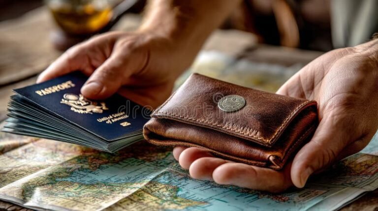 mani che tengono un portafoglio con documenti