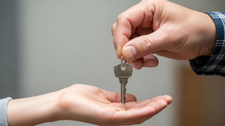 mano che passa le chiavi di una casa