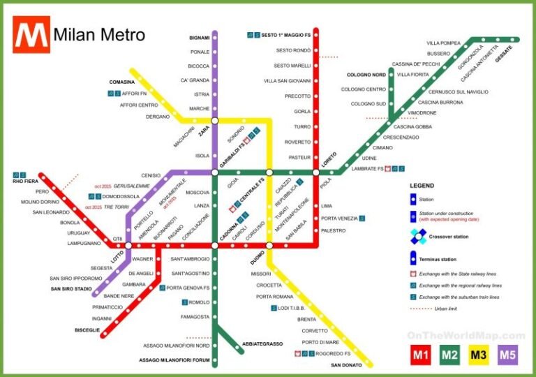 mappa semplificata della rete metro milanese
