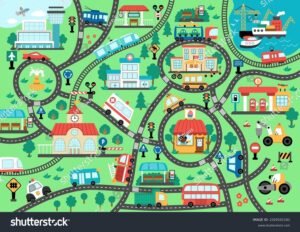 mappa turistica con strade e trasporti