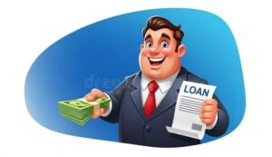 persona felice con soldi e documenti prestito