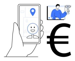 smartphone con simboli di risparmio denaro